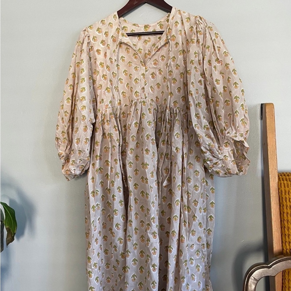 Floral block print Dress, 100% cotton size small
